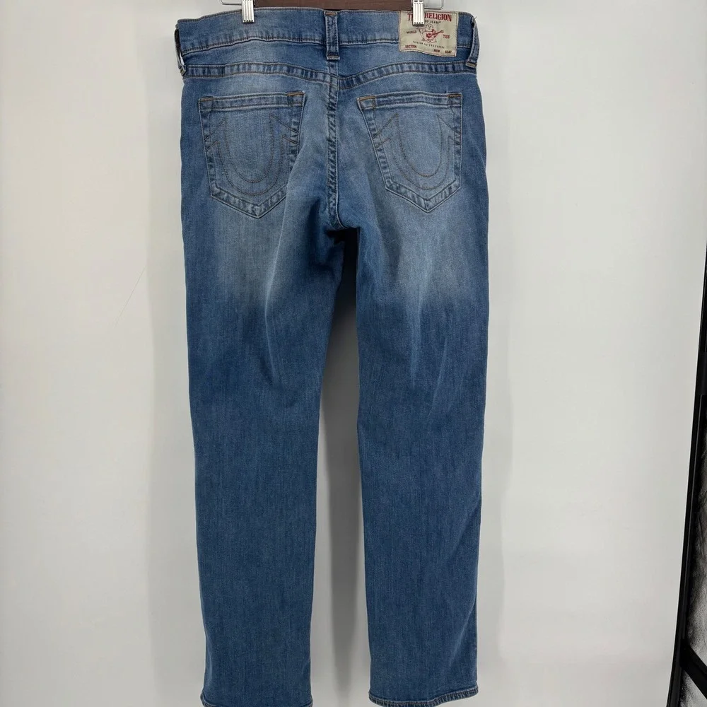 True Religion Ricky Relaxed Straight‎ Mens 36x32 Blue Good Stretch Denim Jeans